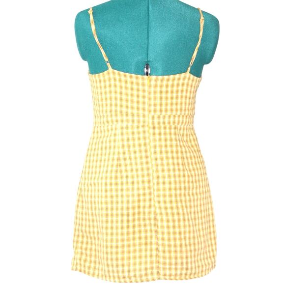Urban Outfitters Yellow Plaid Mini Dress Women’s Size 2 - Picture 2 of 4